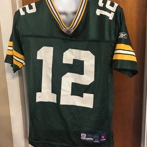 Reebok Youth Green Bay Packers Jersey Short Sleeve Rogers #12 NFL retro